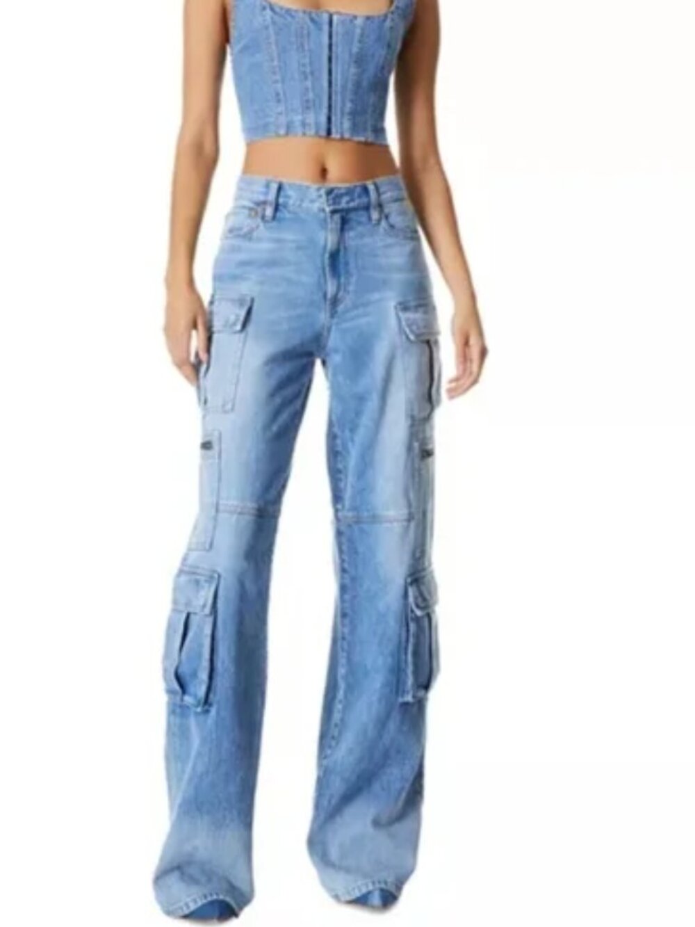 Alice + Olivia | Cay High Rise Wide Leg Baggy Cargo Jeans